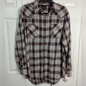 Plains Trail Classic Plaid Western Shirt - Brown & Cream Blue #407